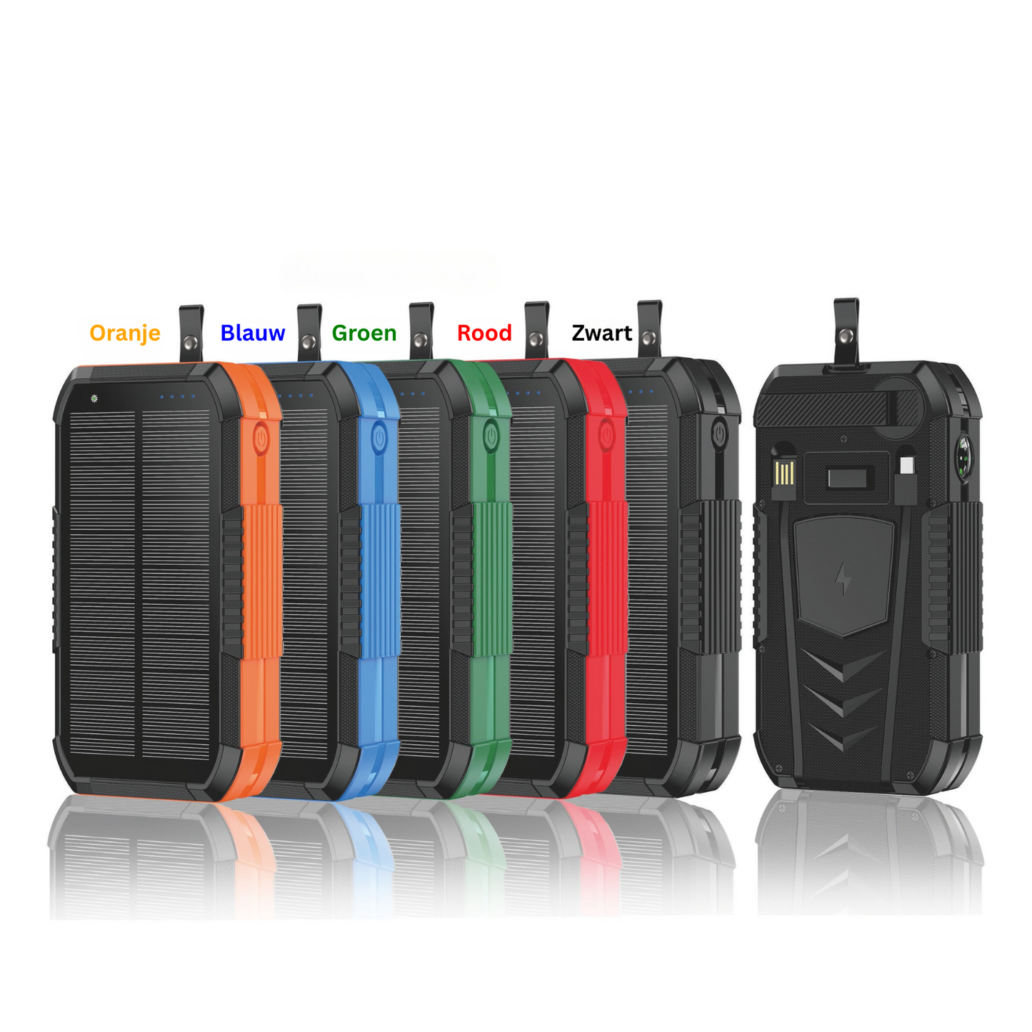 SurvivorCharge 40.000mAh Noodpowerbank – Waterdicht & Schokbestendig | Met Zonne-energie, Handzwengel én Draadloos Opladen | 4 USB-poorten + SOS-functie