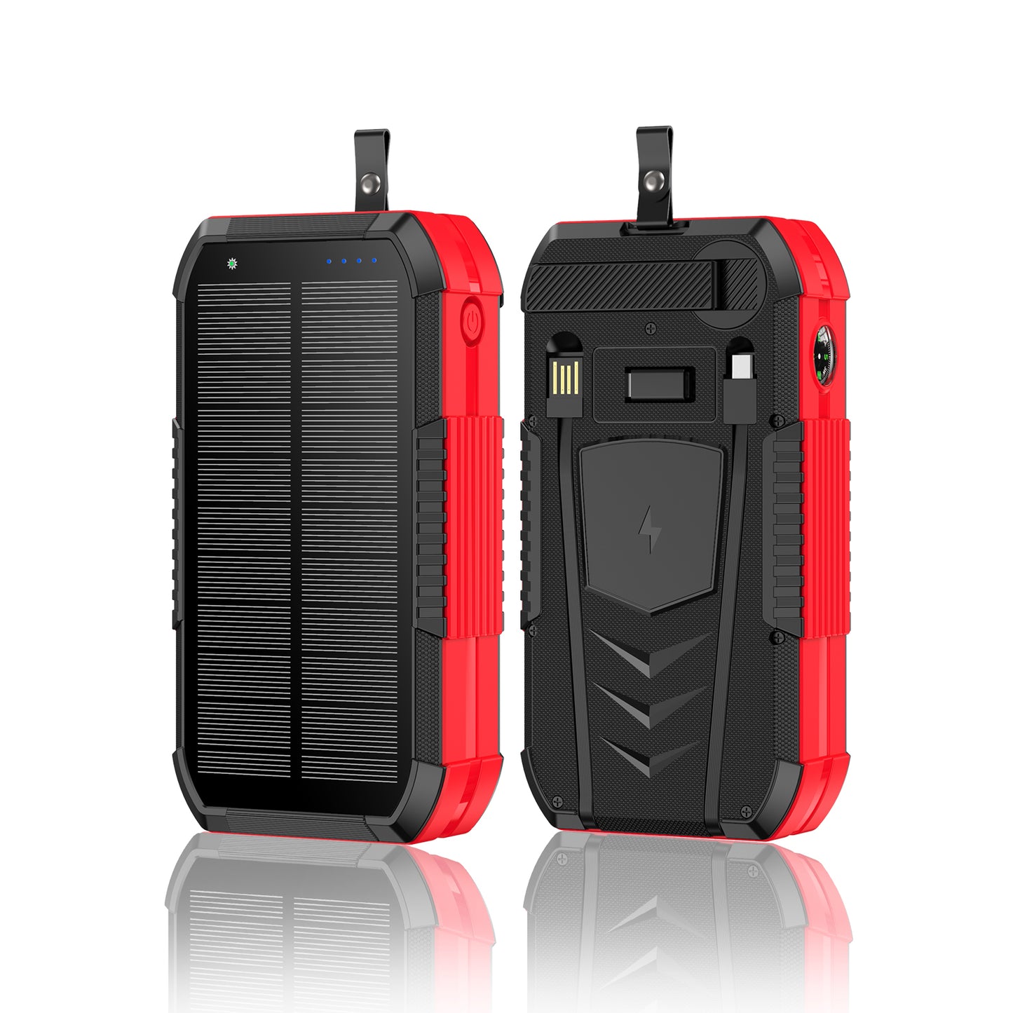 SurvivorCharge 40.000mAh Noodpowerbank – Waterdicht & Schokbestendig | Met Zonne-energie, Handzwengel én Draadloos Opladen | 4 USB-poorten + SOS-functie