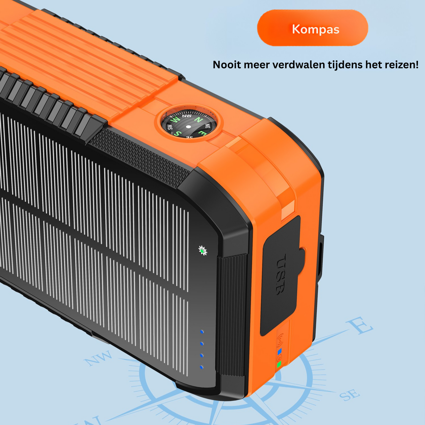 SurvivorCharge 40.000mAh Noodpowerbank – Waterdicht & Schokbestendig | Met Zonne-energie, Handzwengel én Draadloos Opladen | 4 USB-poorten + SOS-functie